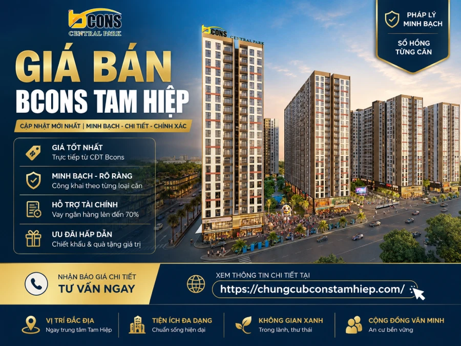 Giá Bán Bcons Tam Hiệp Dự Kiến Từ 1,9 Tỷ Đồng/Căn