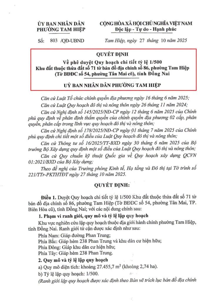 Pháp lý Bcons Tam Hiệp