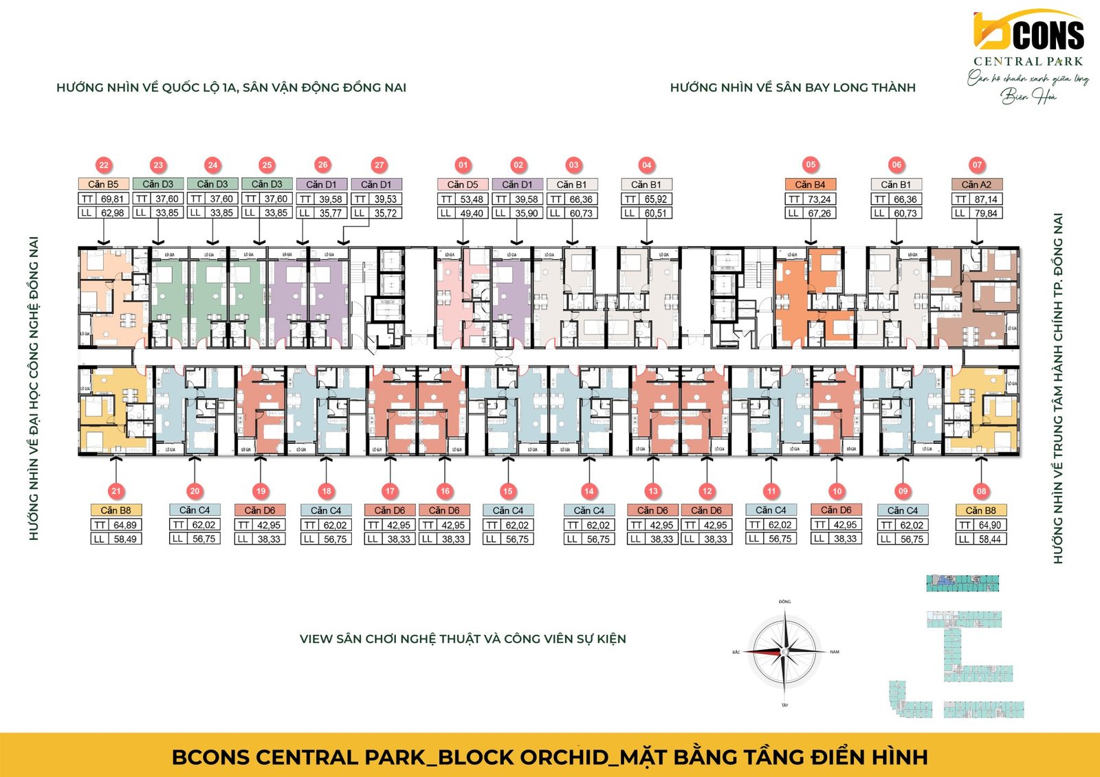 Mặt bằng dự án Bcons Tam Hiệp, xem mặt bằng căn hộ Bcons Central Park